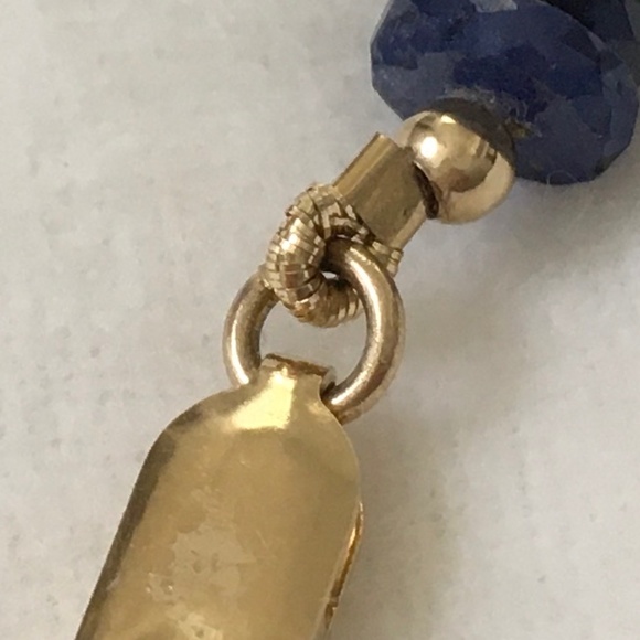 Genuine Blue Sapphire 14k Yellow Gold Bead Strand  Choker Necklace - Picture 4 of 15